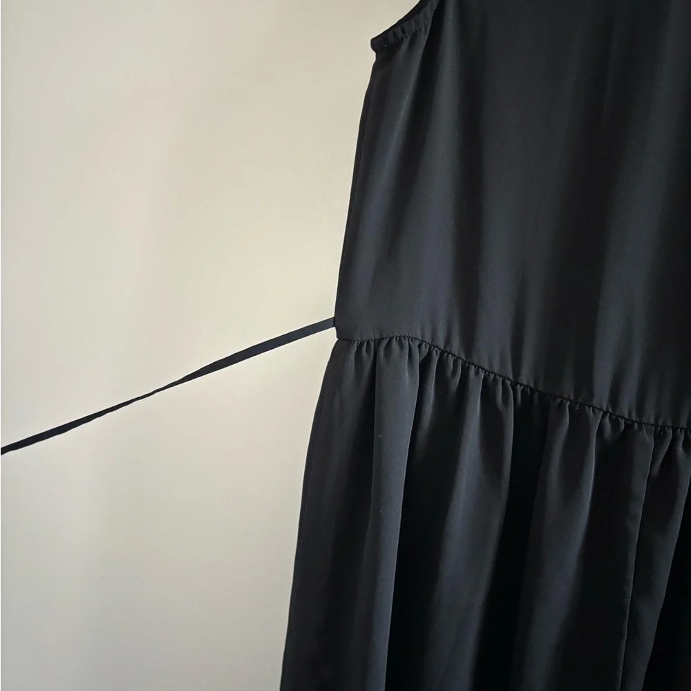 Y2K L’Amour Dress Black Collared Chiffon Button Sleeveless Womens M Whimsigoth